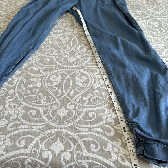 Thread + Supply Pant Women Large Blue Chambray Jogger Serena Ankle Rouched Comfy - Picture 8 of 13